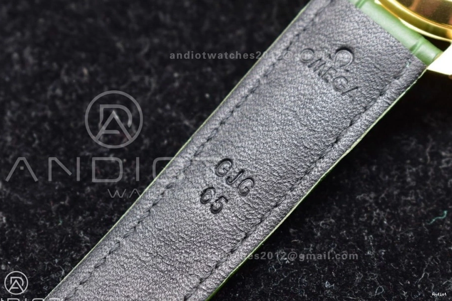 Gold Green Speedmaster Manual Green on Moonshine Strap Dial Edition RMF in Chrono YG Moonwatch Best Leather 0201